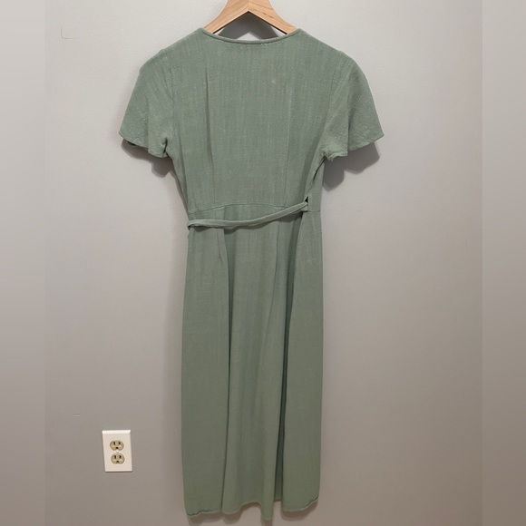 Petal & Pup Rowie Sage Wrap Linen Dress - Picture 5 of 7